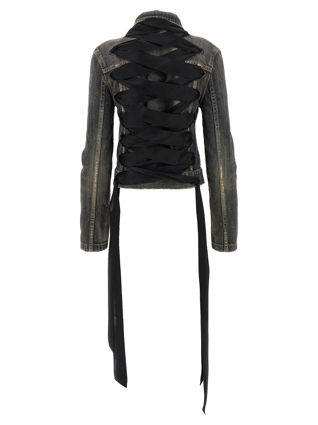 Balenciaga Lace Up Denim Jacket Gray
