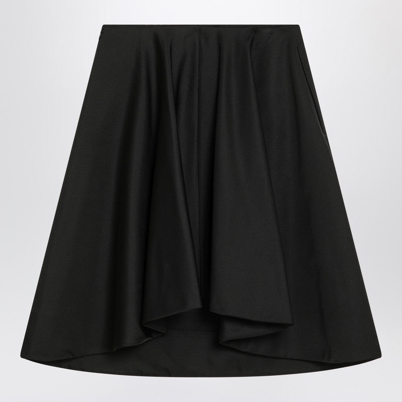 Alexander Mcqueen Flared Silk-Blend Knee-Length Skirt Black