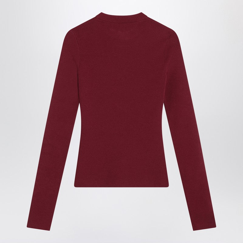 Balenciaga Ribbed Fitted Nano BB Sweater in Burgundy burgundy