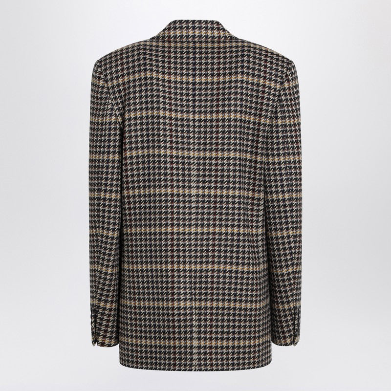 Saint Laurent Double-Breasted Checked Wool Jacket Multicolor