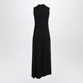 Balenciaga Black Stretch-Jersey Sleeveless Long Dress with Draped Asymmetrical Hem Black