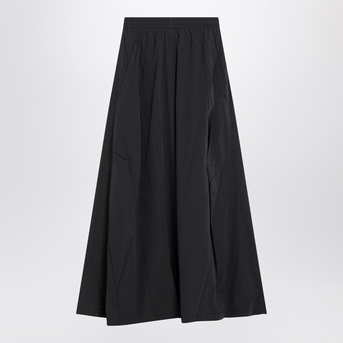 Balenciaga Black Washed Cotton Maxi Skirt with Elastic Waistband Black