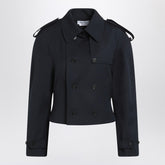 Alexander Mcqueen Short Double-Breasted Wool Jacket Navy Blue Blue