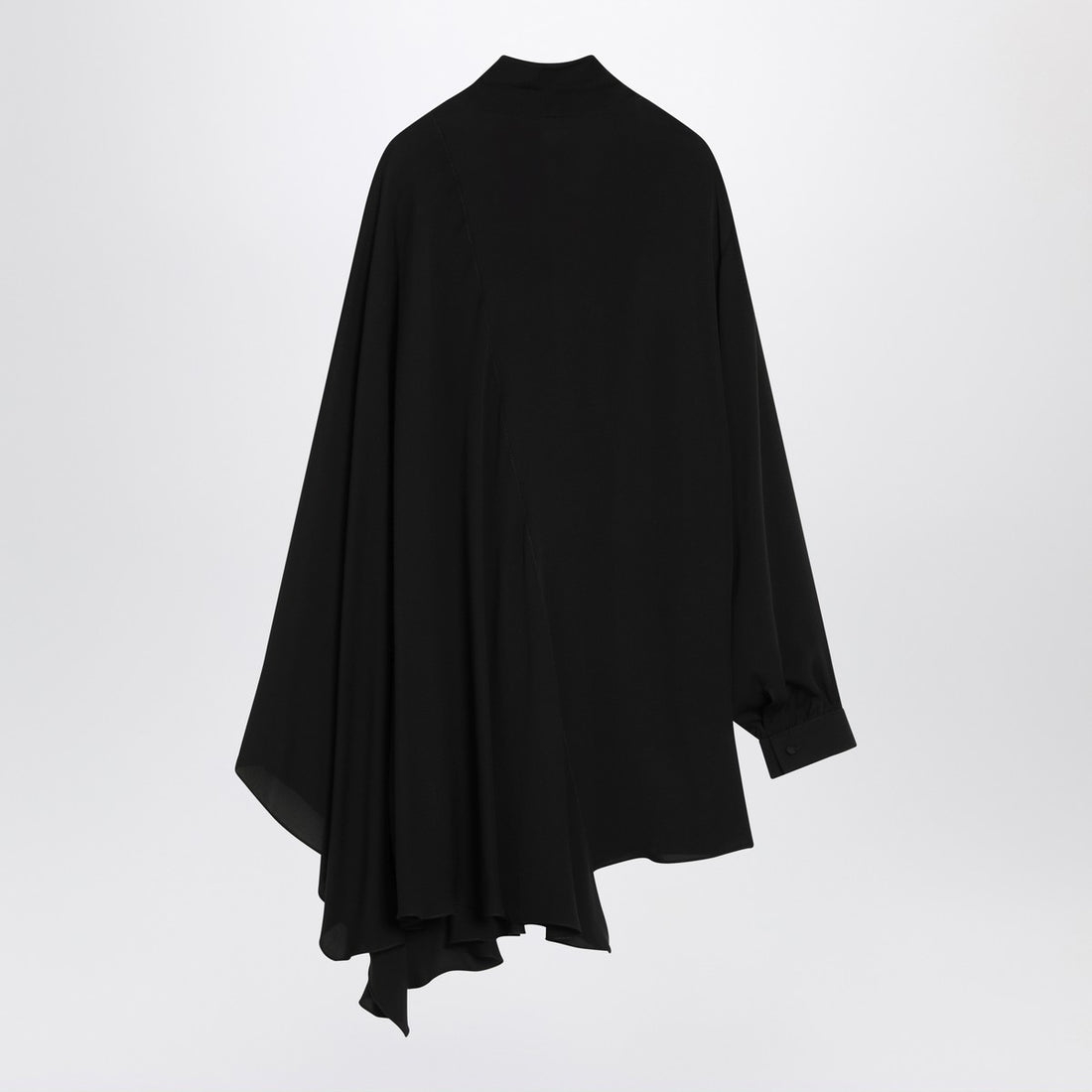 Balenciaga Asymmetric Silk Blouse with Scarf Black