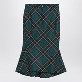 Alexander McQueen Flared Midi Wool Tartan Skirt in Blue