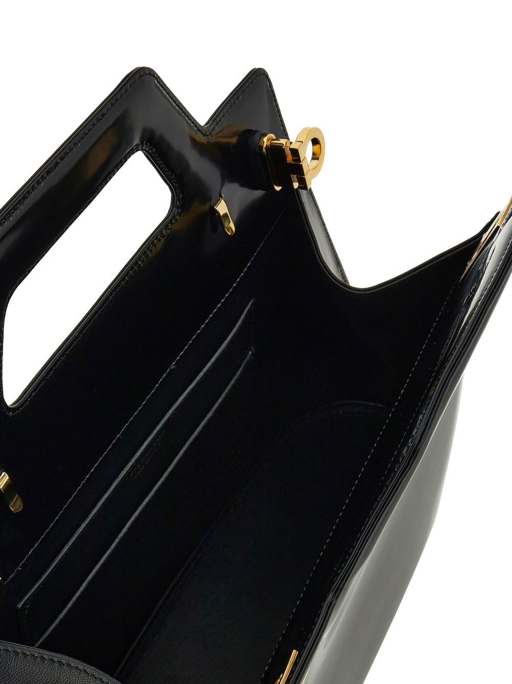 Ferragamo Wanda Leather Hand Bag Black