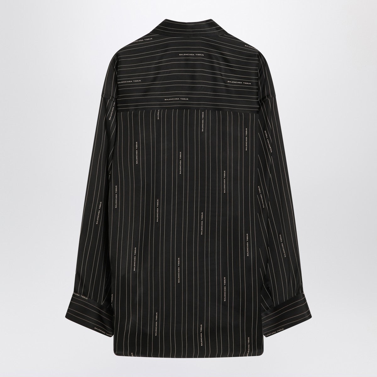 Balenciaga Pinstriped Viscose Button-Down Shirt Black