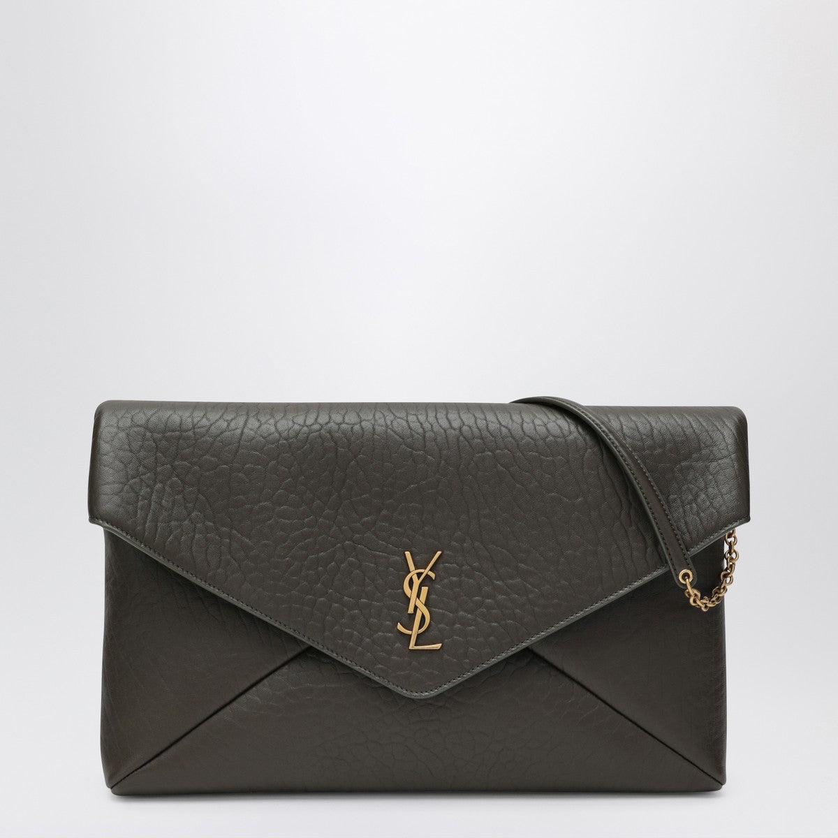 Saint Laurent XXL Envelope Cassandre Moss Green Leather Clutch Bag Green