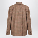 Saint Laurent Overshirt in Beige, Brown and Black Houndstooth Wool Beige
