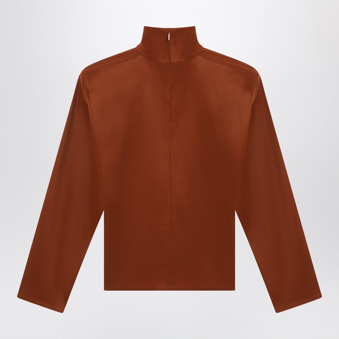 Saint Laurent Silk-Blend Blouse With Structured Shoulders Brown