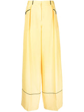 Bally Wide-Leg Silk-Lambskin Contrasting Trim Trousers Yellow