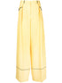 Bally Wide-Leg Silk-Lambskin Contrasting Trim Trousers Yellow