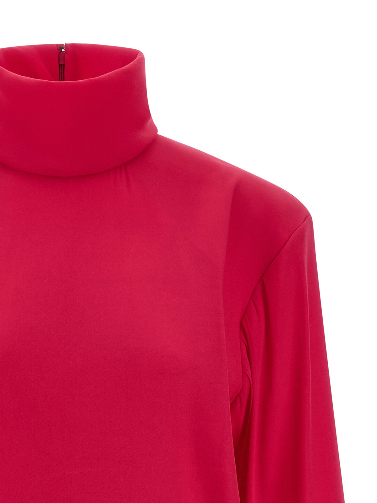 Saint Laurent Structured Shoulder Dress Fuchsia
