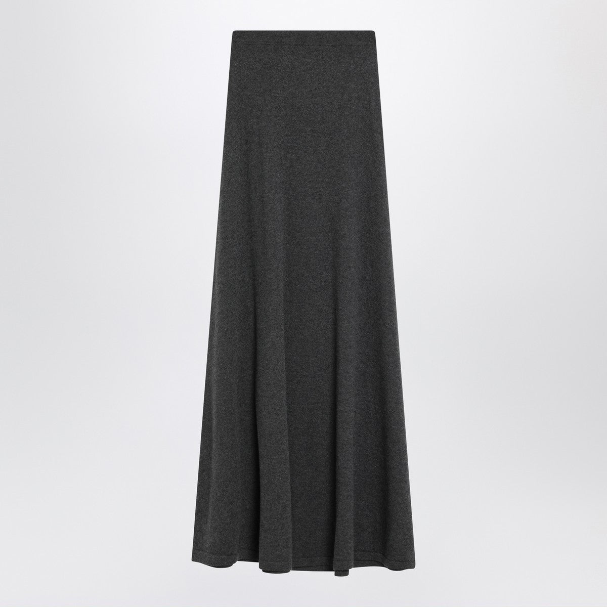 Balenciaga Long Ribbed Wool Maxi Skirt Grey