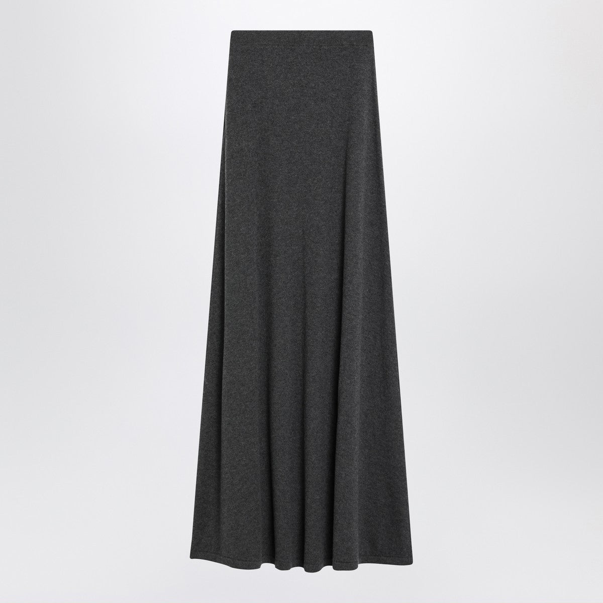 Balenciaga Long Ribbed Wool Maxi Skirt Grey