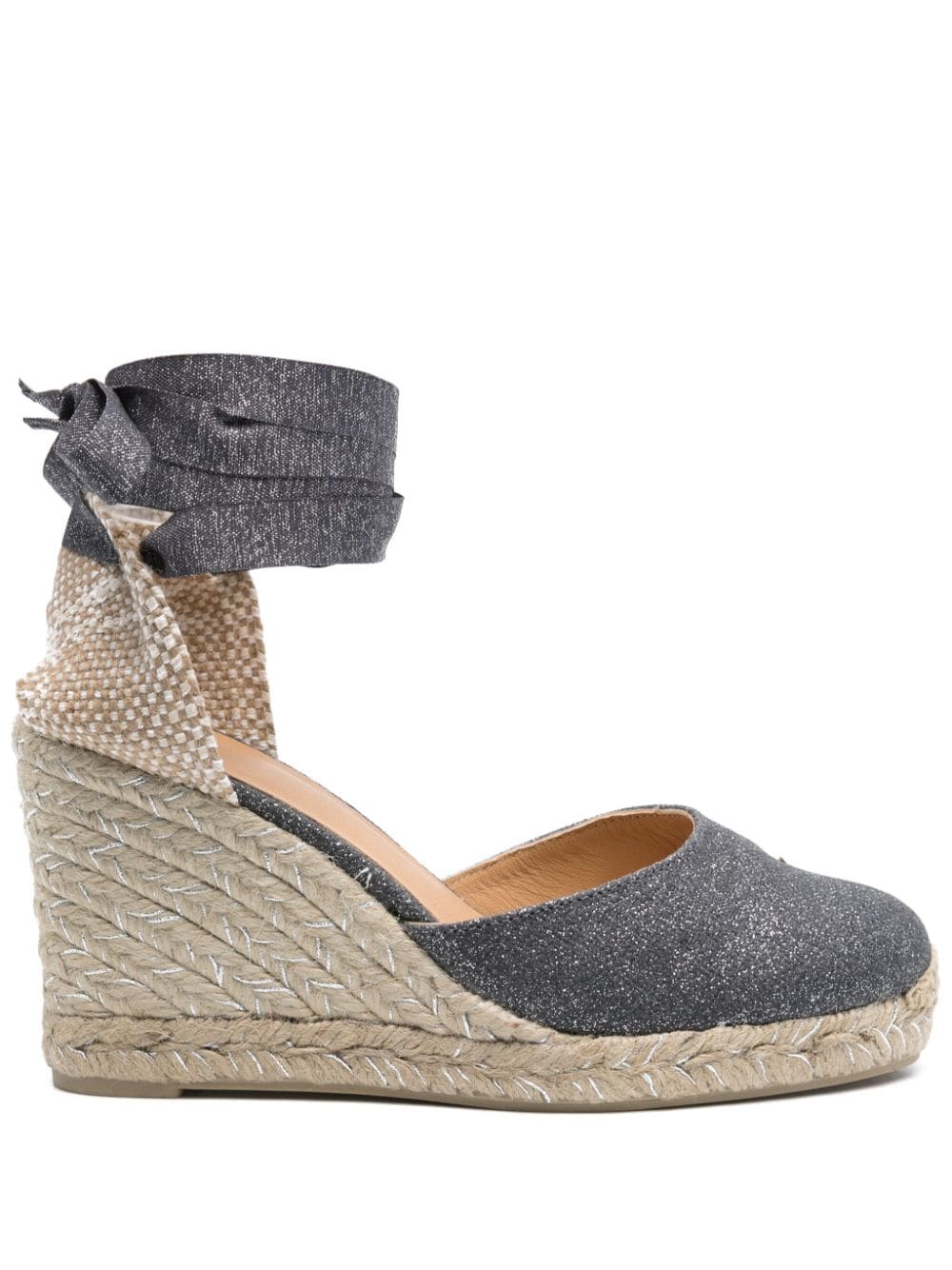 Castaner Carina Glittery Wedge Espadrilles Dark Grey