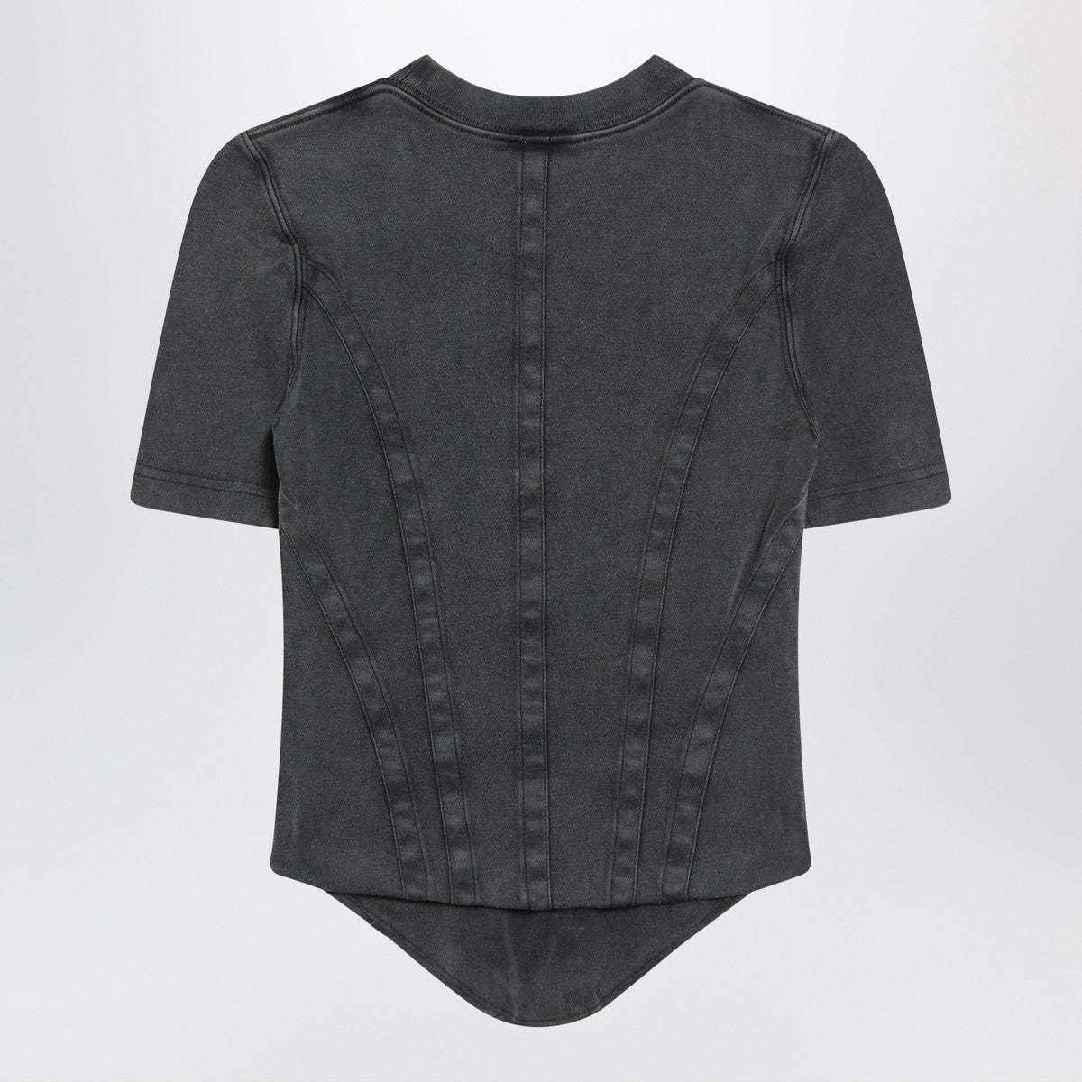 Balenciaga Washed Corset-Detail Stretch Jersey T-Shirt Black