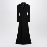 balenciaga long double-breasted wool-blend coat black