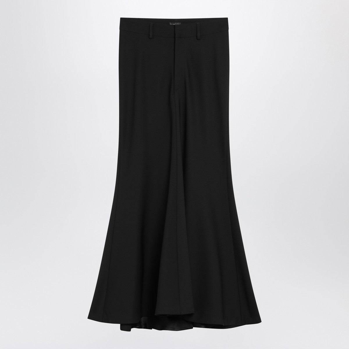 Balenciaga Black Wool Ankle-Length Flared Skirt with Belt Loops Black