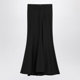Balenciaga Black Wool Ankle-Length Flared Skirt with Belt Loops Black