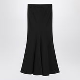 Balenciaga Black Wool Ankle-Length Flared Skirt with Belt Loops Black