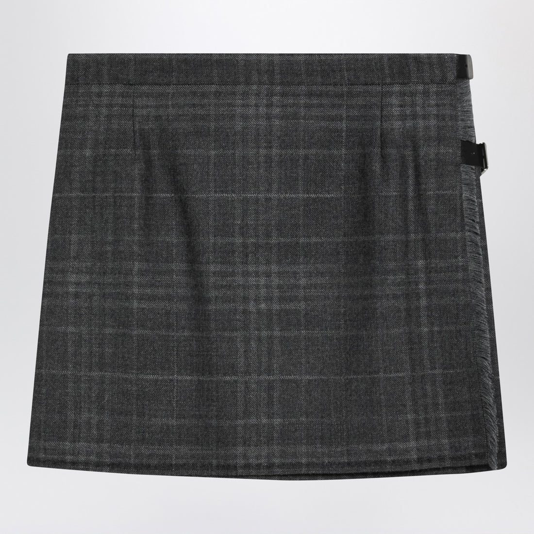 Balenciaga Grey Shadow-Effect Tartan Wool Mini Skirt Grey
