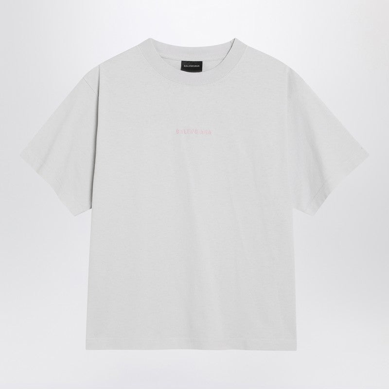 Balenciaga Back Logo Medium Fit White Cotton T-shirt White