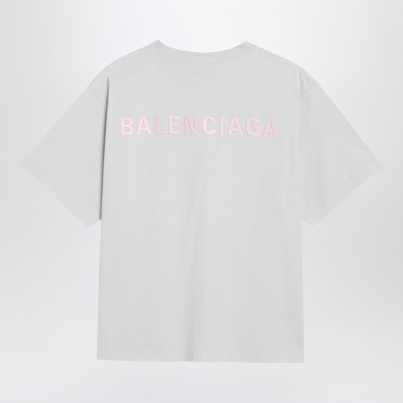 Balenciaga Back Logo Medium Fit White Cotton T-shirt White