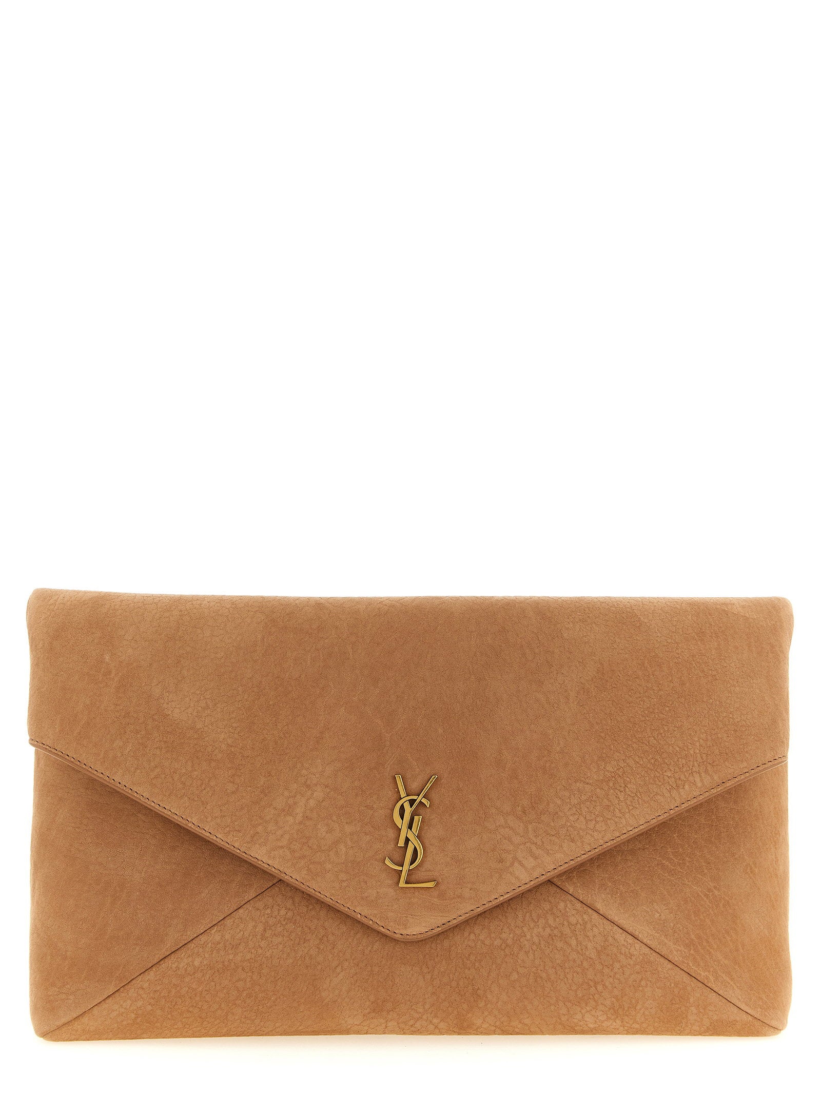 Saint Laurent Envelope Maxi Clutch Brown