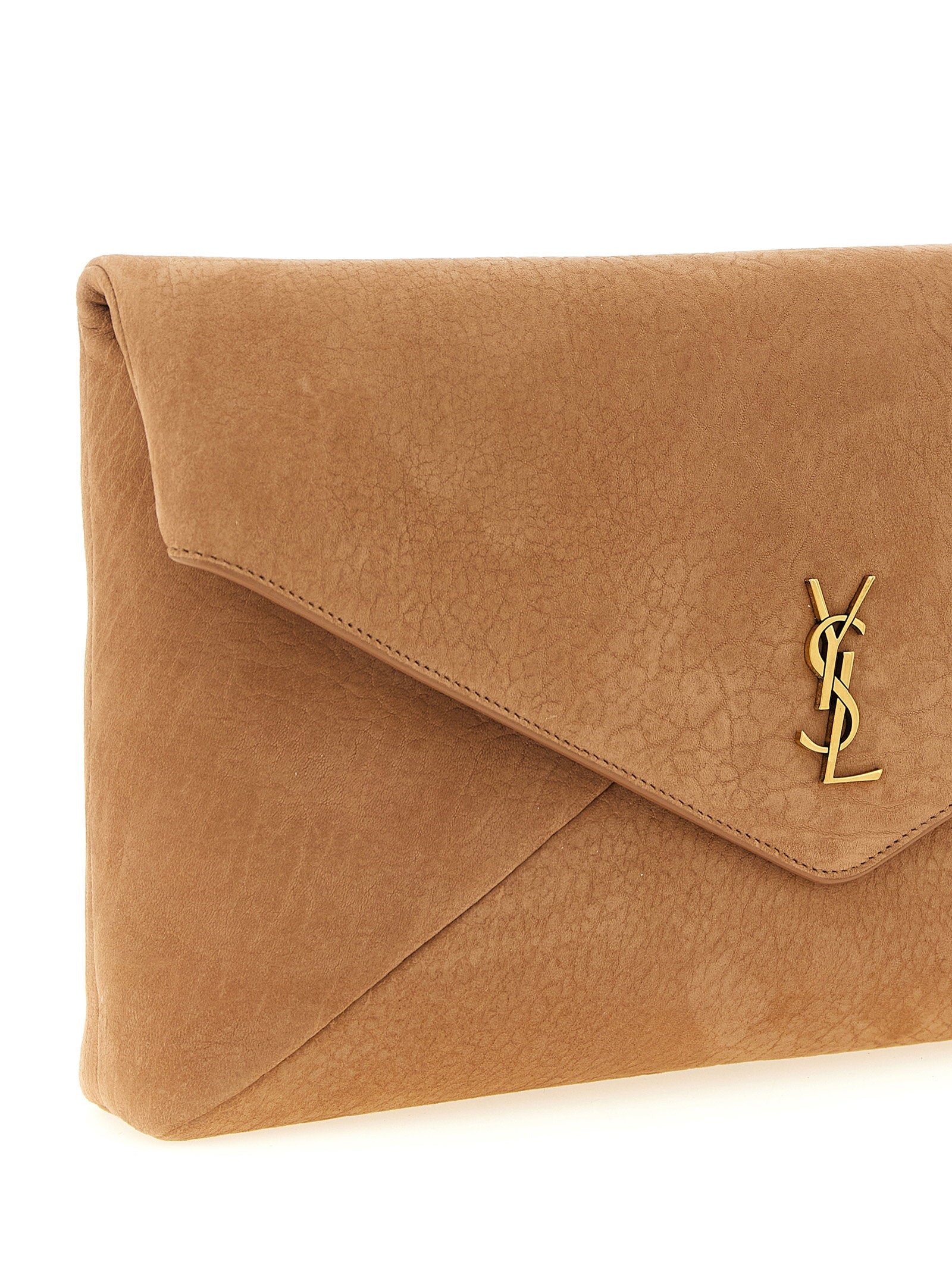 Saint Laurent Envelope Maxi Clutch Brown