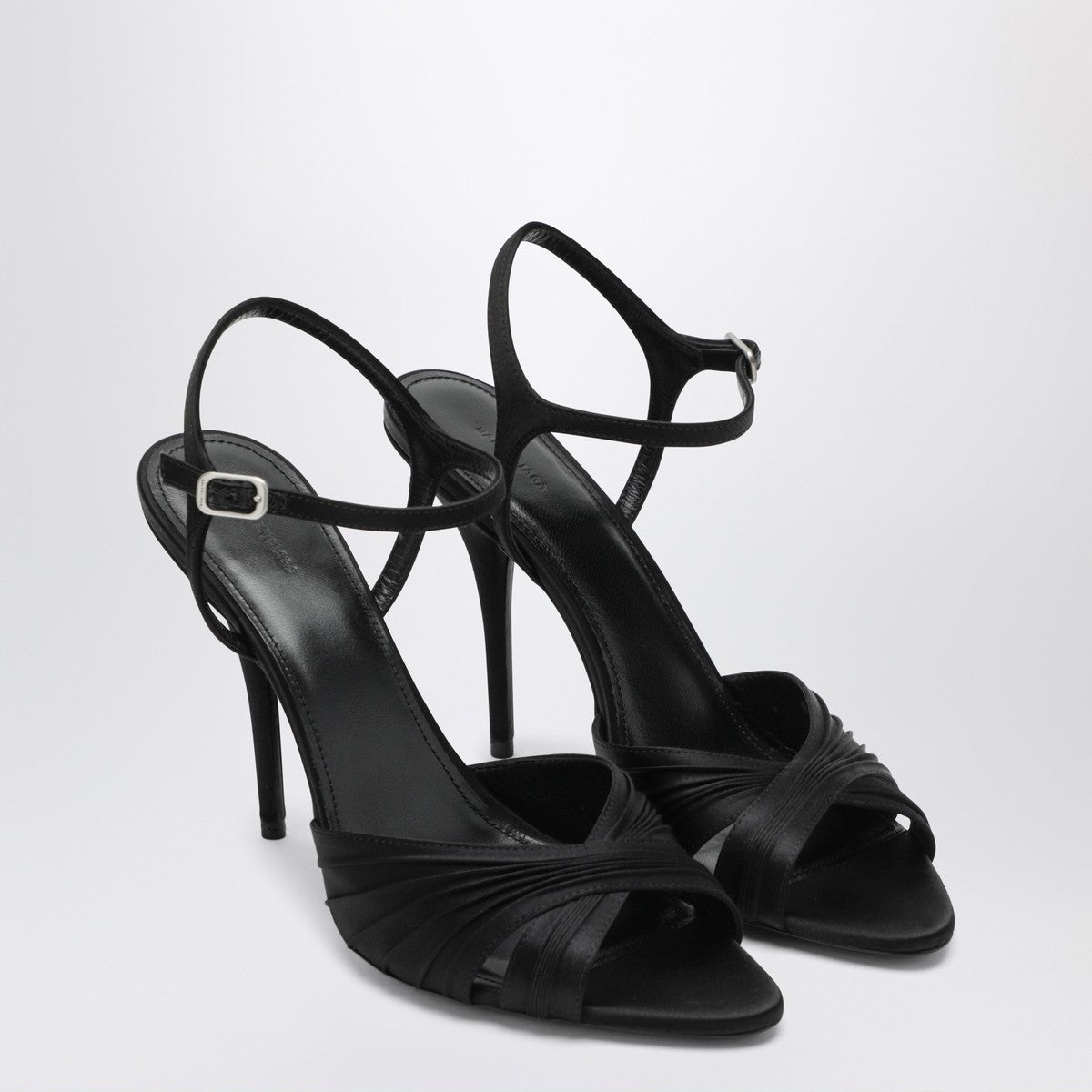 Balenciaga Dynastie Black Satin High-Heel Sandals Black