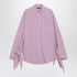 Balenciaga White and Plum Striped Cotton Shirt Burgundy