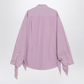 Balenciaga White and Plum Striped Cotton Shirt Burgundy