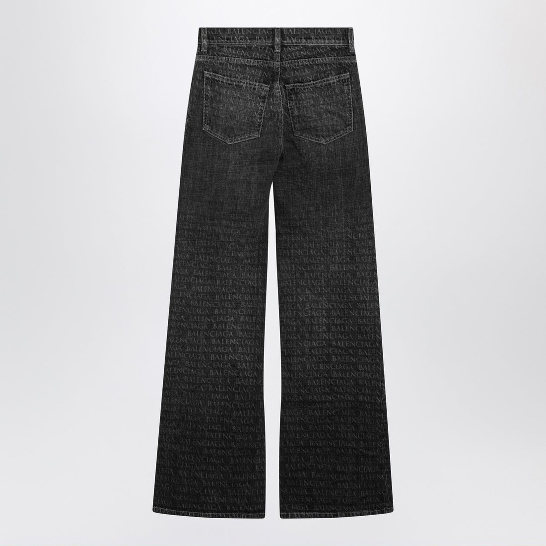 Balenciaga Wide-Leg Jacquard Logo Jeans Black