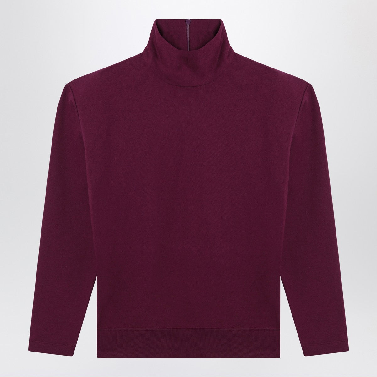 Saint Laurent Boxy High-Neck Purple Wool Sweater with Oversized Shoulders Purple