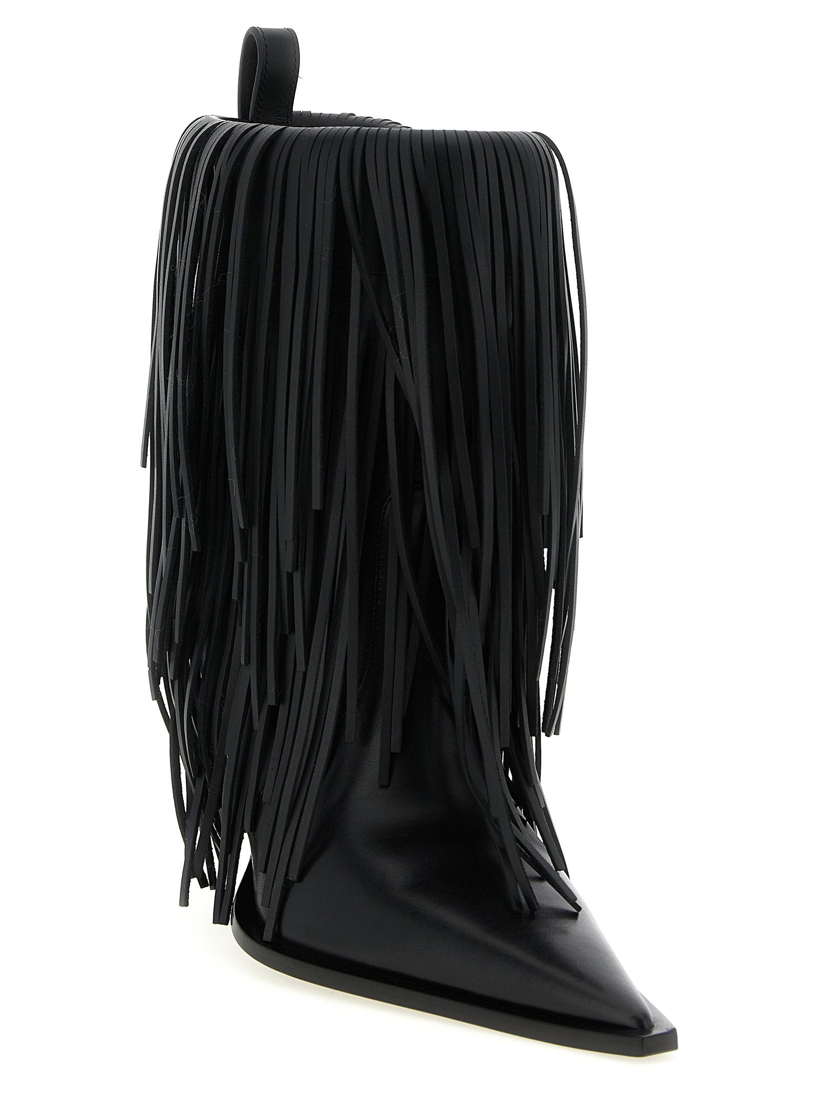 Balenciaga Avenue Fringe Ankle Boots Black