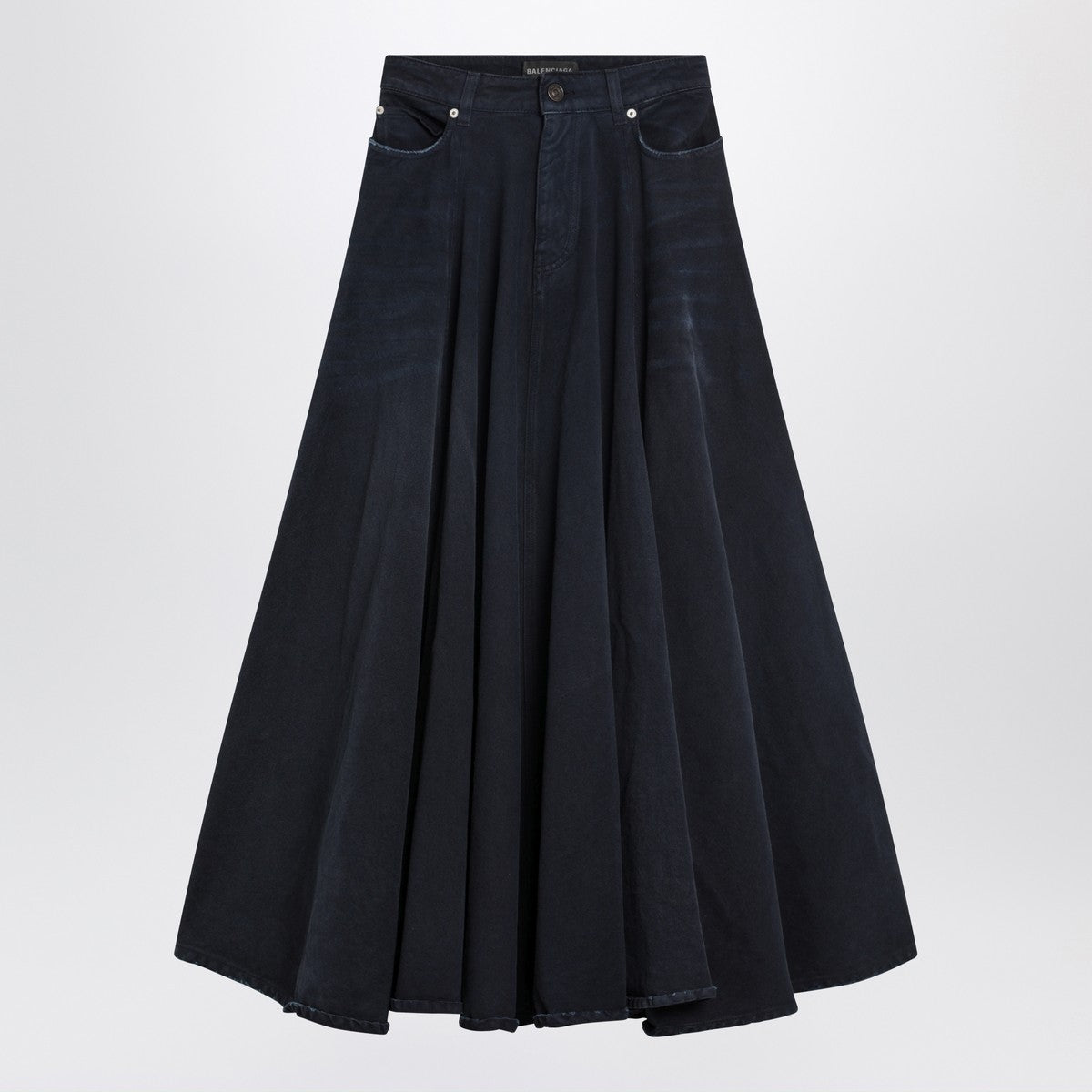 Balenciaga Maxi Godet Denim Skirt Blue