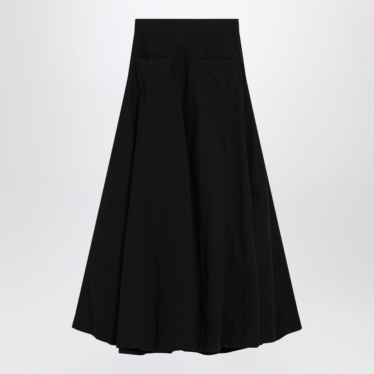 Balenciaga Godet Cotton Ripstop Maxi Skirt Black
