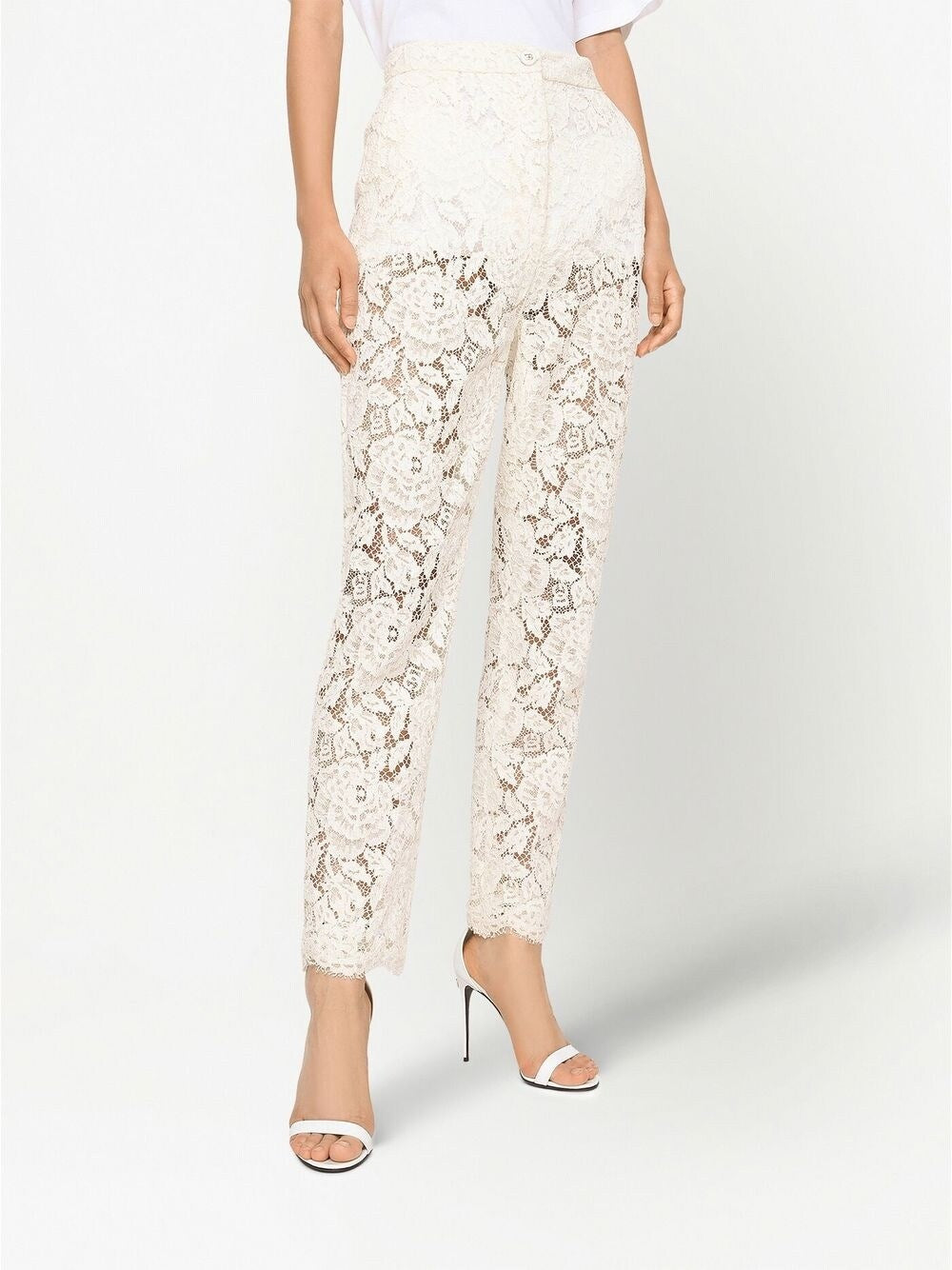Dolce & Gabbana Floral-lace Trousers White