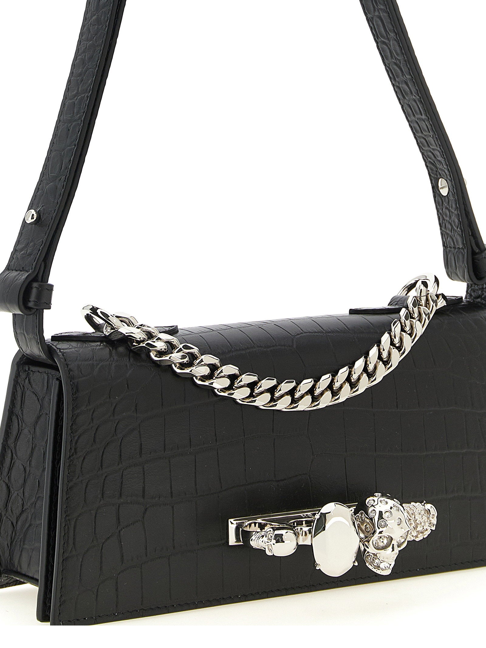 Alexander McQueen Jewelled Mini Shoulder Bag Black