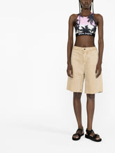 Palm Angels Cropped Palm Motif Sleeveless Top Purple