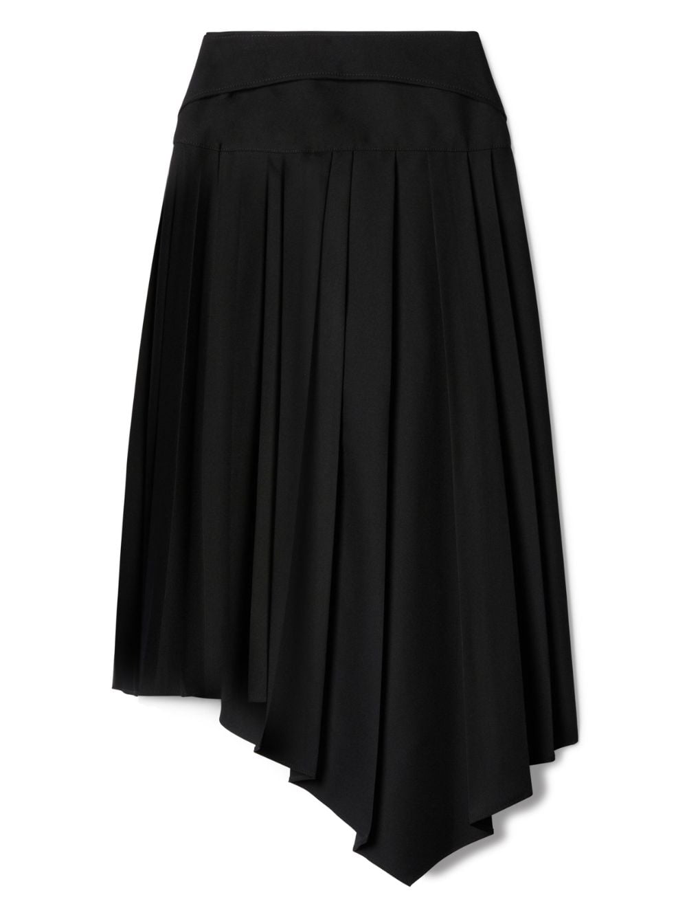 Off White Pleated Asymmetric Tech Drill Skirt Black