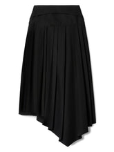 Off White Pleated Asymmetric Tech Drill Skirt Black