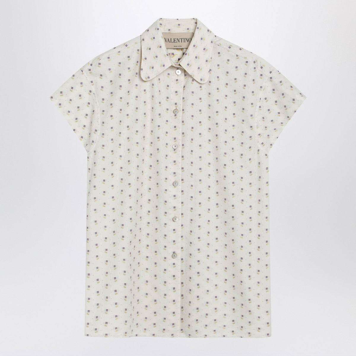 Valentino Garavani Short-Sleeved Floral Shirt Beige