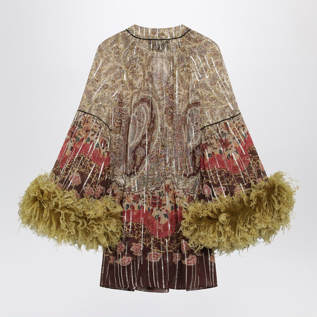 Valentino Paisley Feather Silk Blouse Multicolor