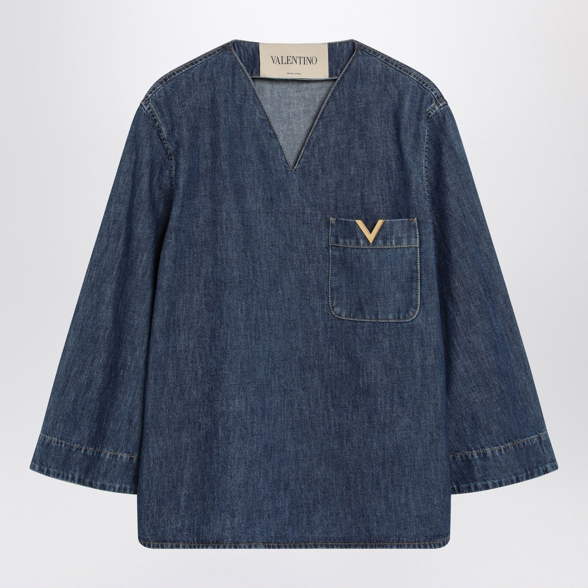 Valentino Garavani Denim Shirt V Gold Blue