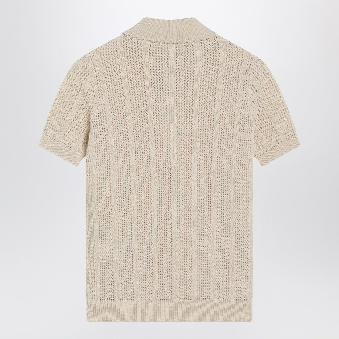 Valentino Garavani Ivory Cotton Knit Polo Shirt White