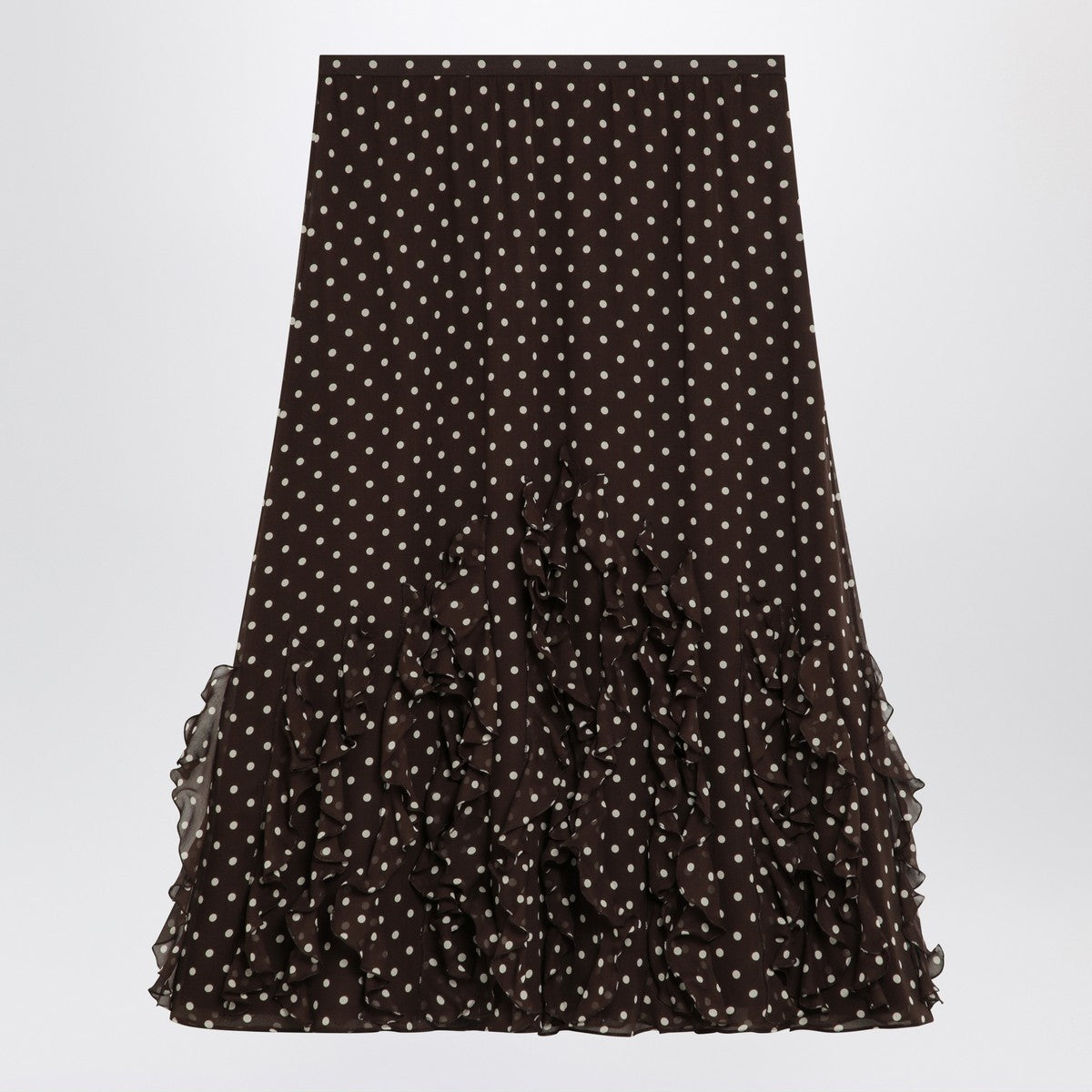 Valentino Silk Skirt Plusdepois Print Brown