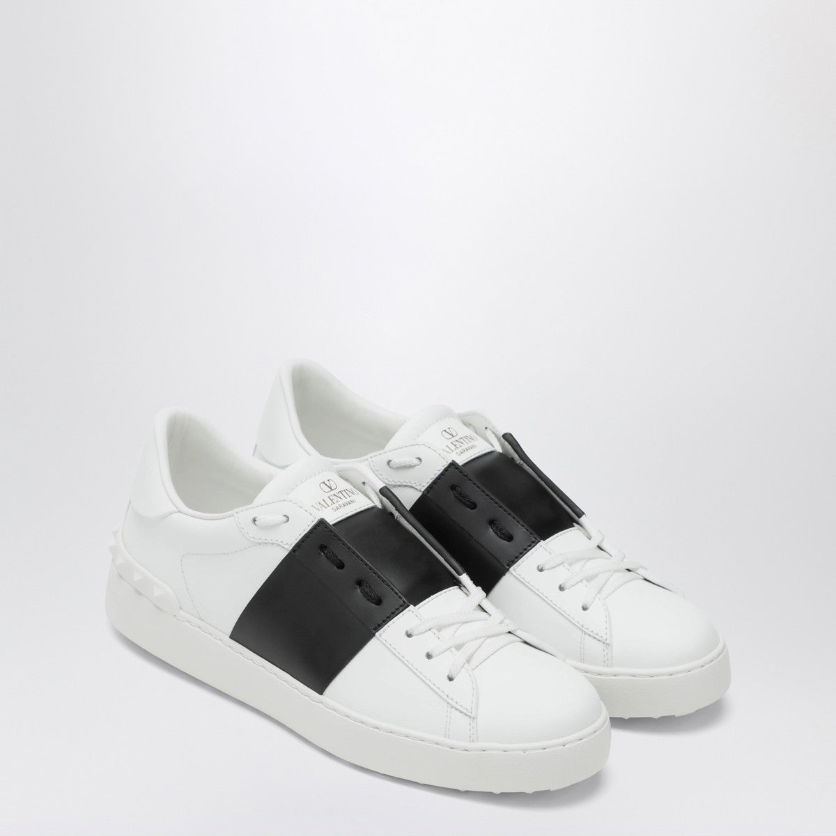 Valentino Open leather sneakers white white