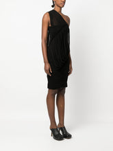Rick Owens Draped One-Shoulder Knee-Length Dress Black